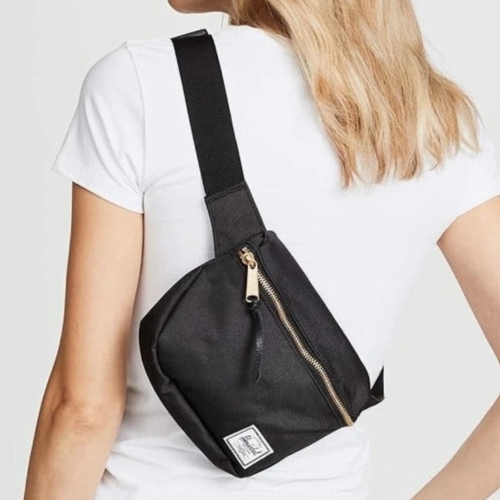 Herschel Supply Company Black Belt Bag with Gold Accents